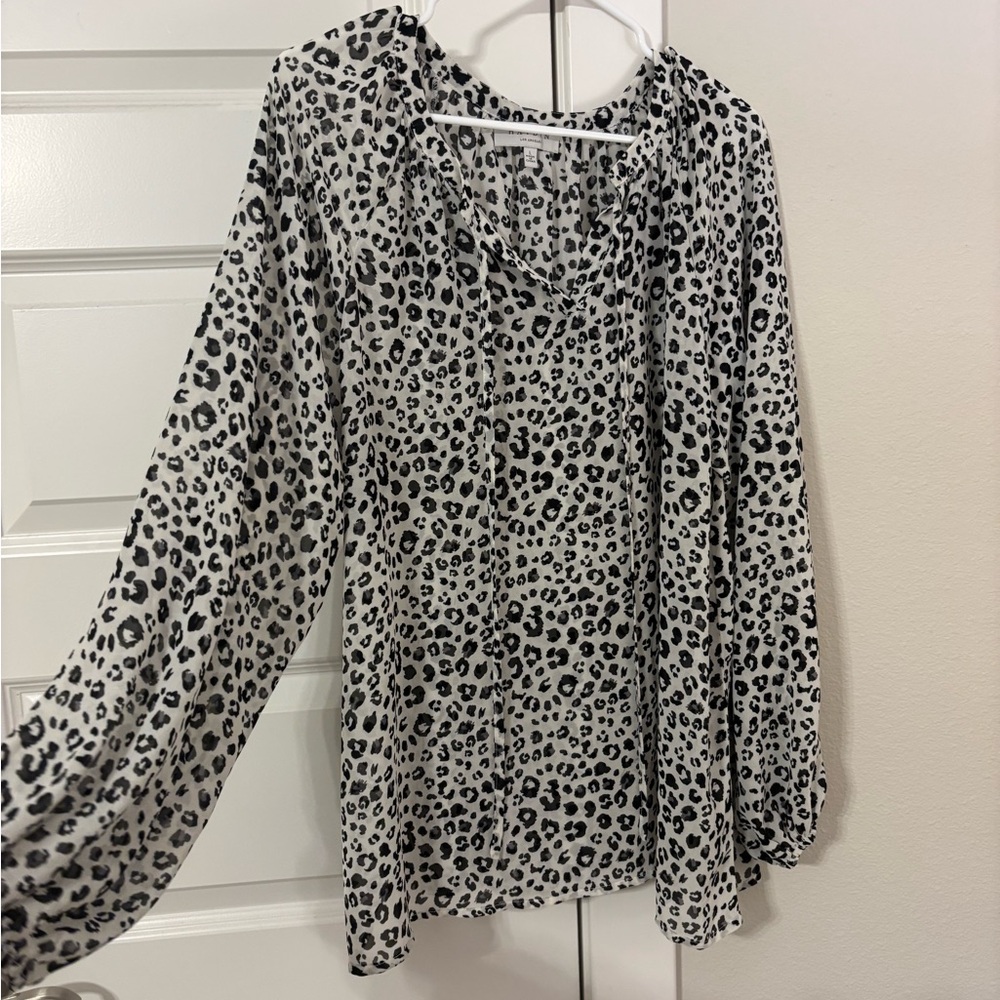 Hayden Black and White Leopard Print Blouse